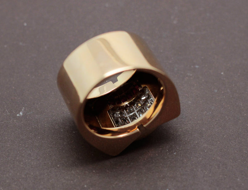 Bague Tank Or Jaune Diamants Verneuils