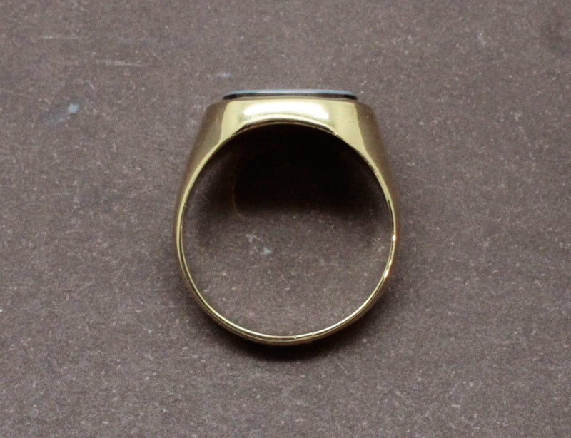 Chevalière Calcédoine Bleue Or Jaune
