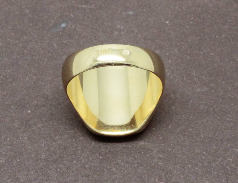 Chevalière Calcédoine Bleue Or Jaune