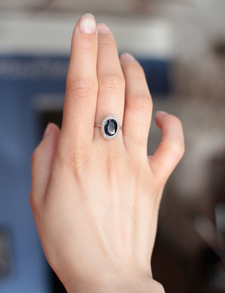 Bague Saphir Entourage Diamants
