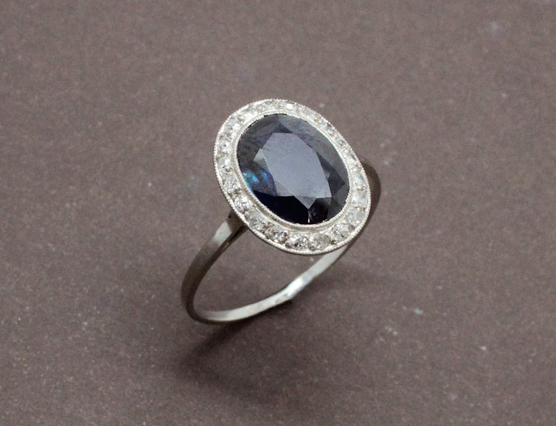 Bague Saphir Entourage Diamants