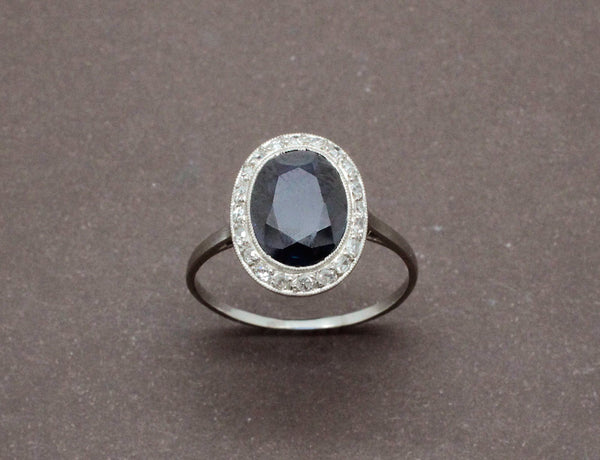Bague Saphir Entourage Diamants
