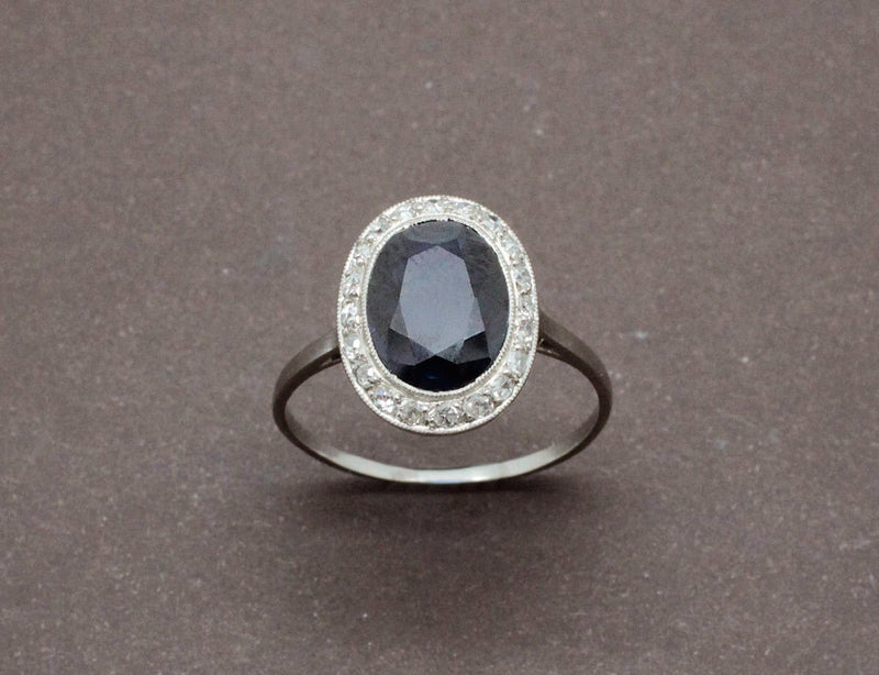 Bague Saphir Entourage Diamants