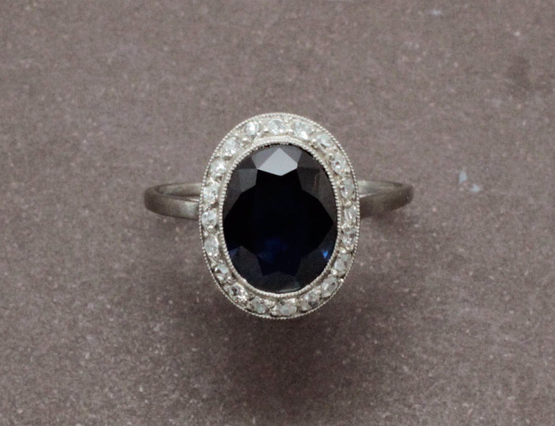 Bague Saphir Entourage Diamants