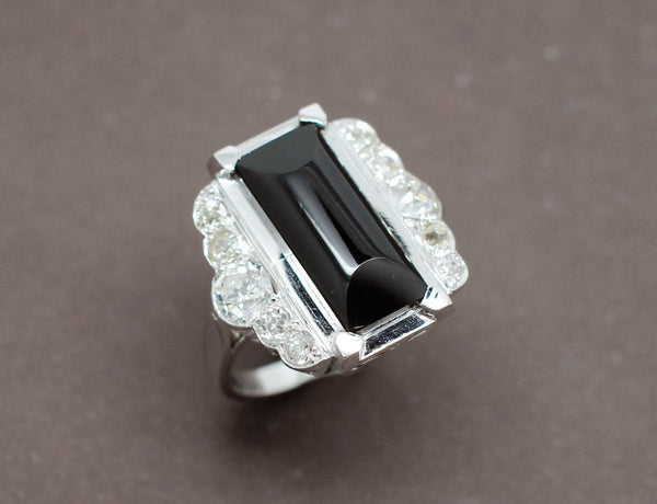 Bague Art Déco Onyx Diamants