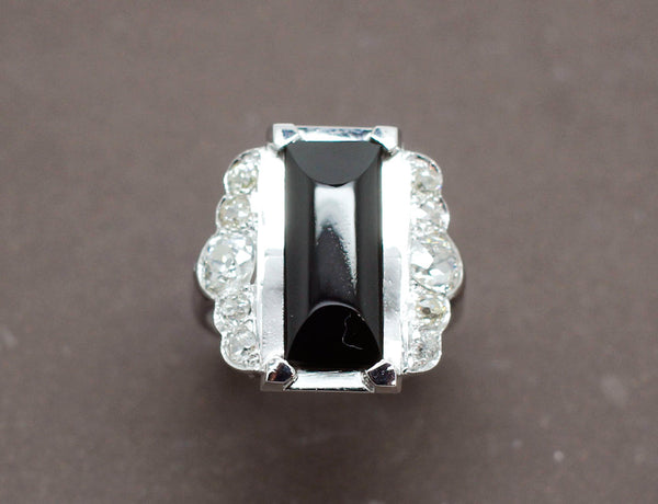 Bague Art Déco Onyx Diamants