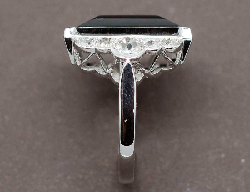 Bague Art Déco Onyx Diamants