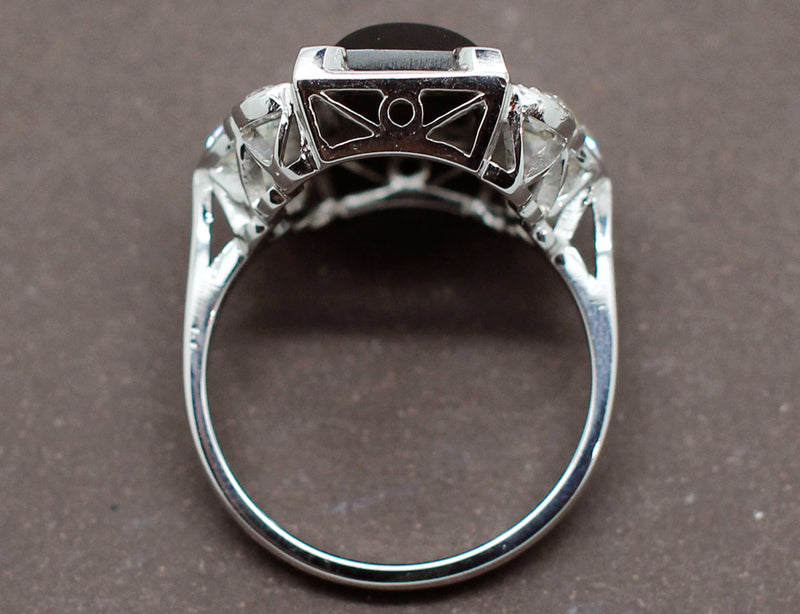 Bague Art Déco Onyx Diamants