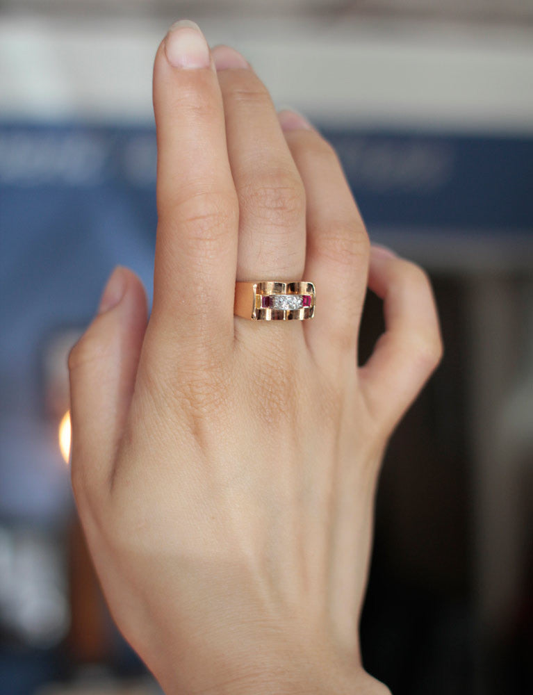 Bague Tank Diamants et Verneuil