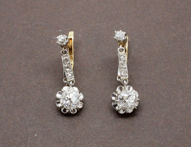 Boucles d'Oreilles Anciennes Diamants