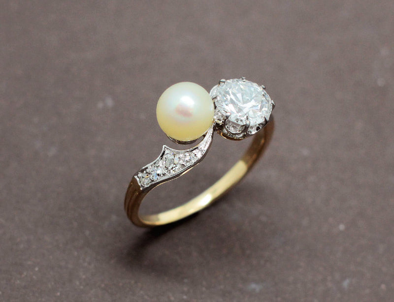 Bague Toi et Moi Perle Diamants