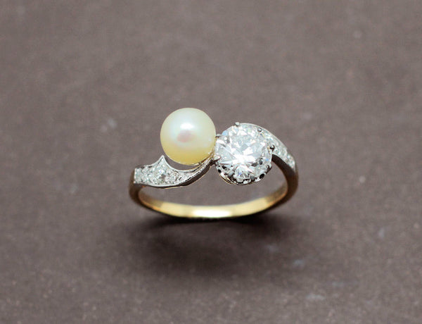 Bague Toi et Moi Perle Diamants