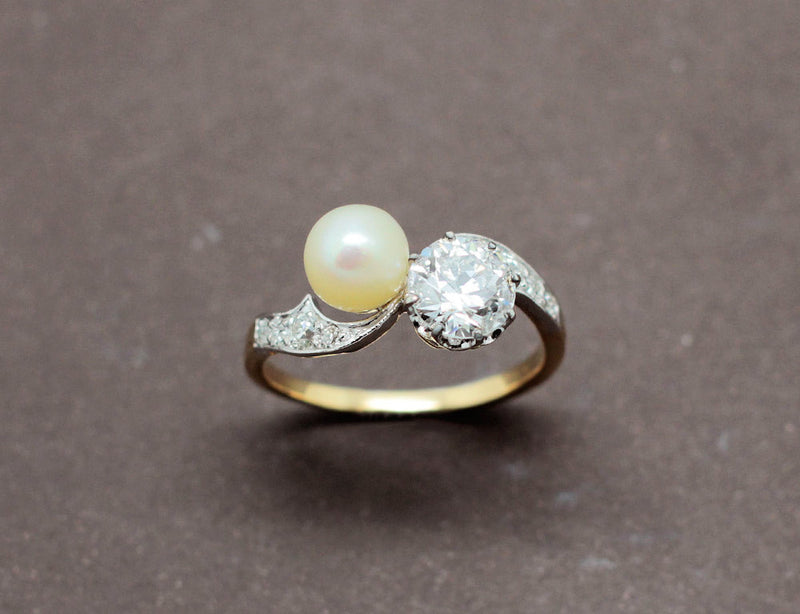 Bague Toi et Moi Perle Diamants