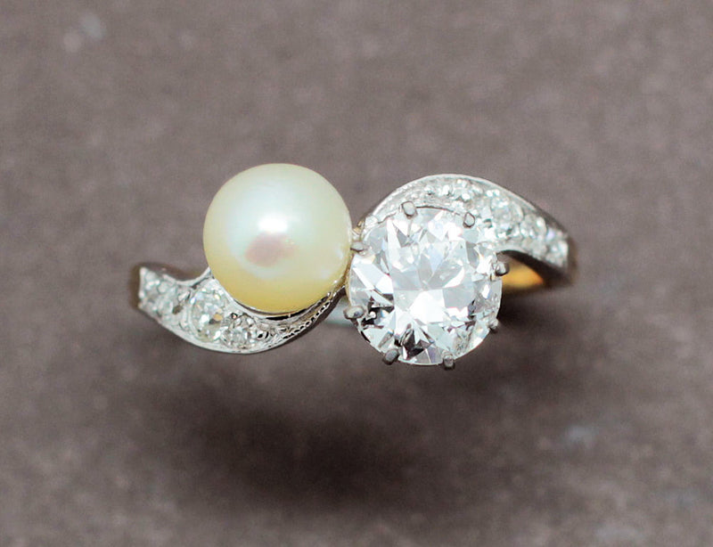 Bague Toi et Moi Perle Diamants