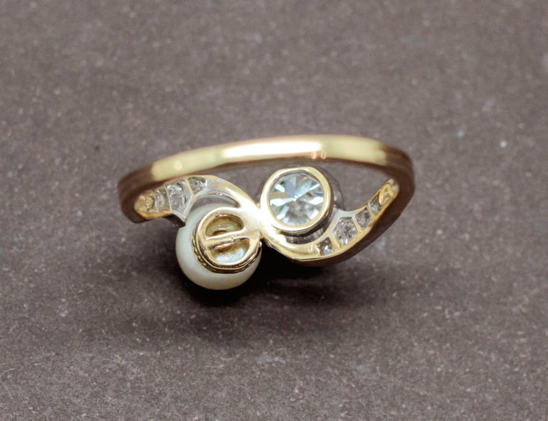 Bague Toi et Moi Perle Diamants