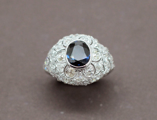 Bague Dôme Saphir Art Déco