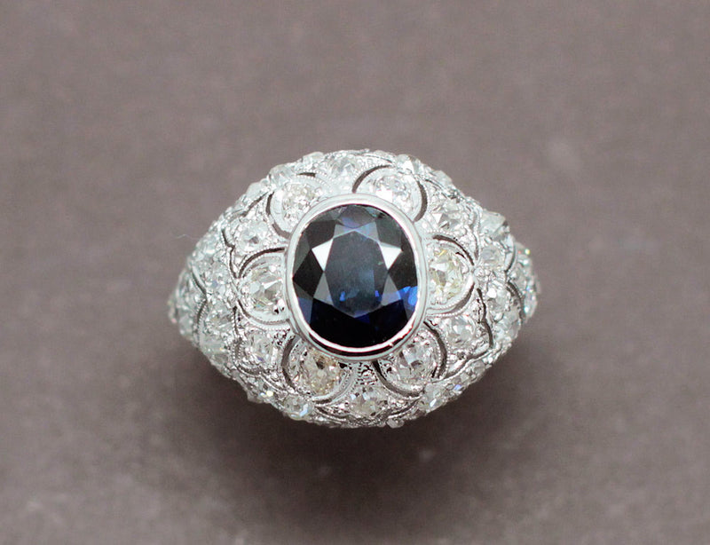 Bague Dôme Saphir Art Déco