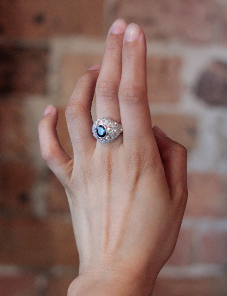 Bague Dôme Saphir Art Déco