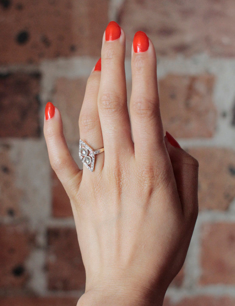 Bague Marquise Diamants Taille Rose