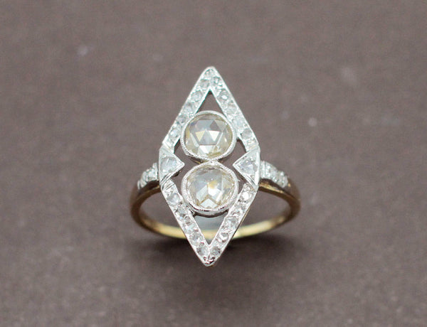 Bague Marquise Diamants Taille Rose