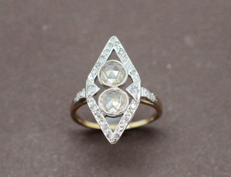Bague Marquise Diamants Taille Rose