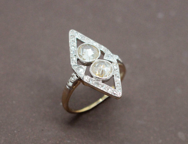 Bague Marquise Diamants Taille Rose
