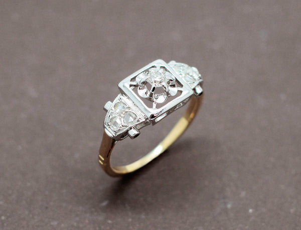 Bague Art Déco Or Platine Diamants