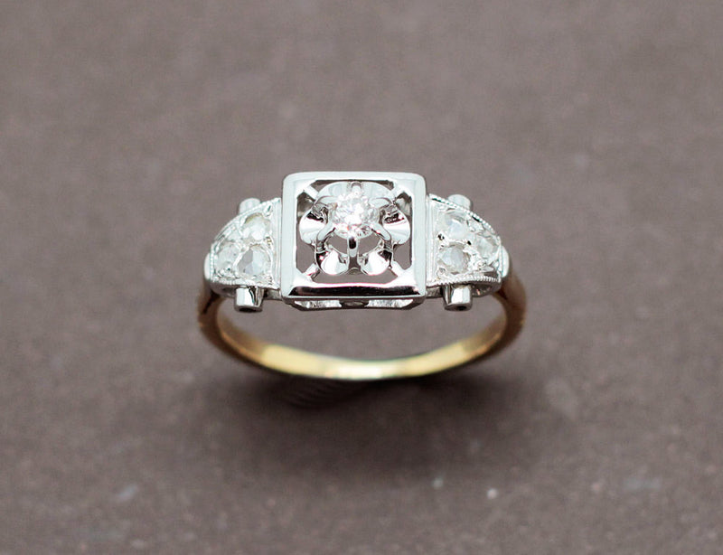 Bague Art Déco Or Platine Diamants
