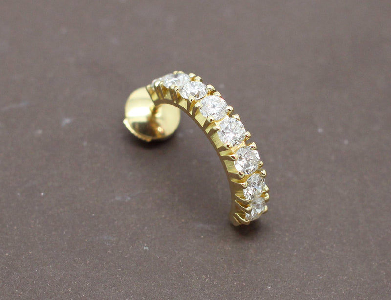 Demi-Créoles Or Jaune Pavées Diamants