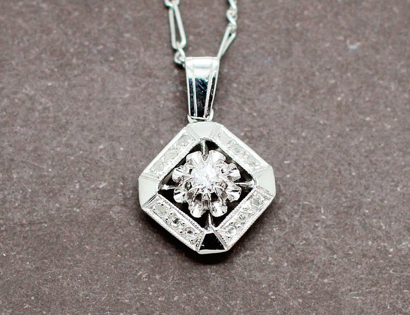 Pendentif Art Déco Platine et Diamants