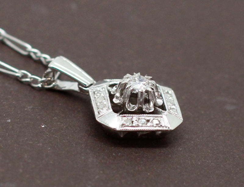 Pendentif Art Déco Platine et Diamants