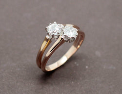Bague Double Anneau Or Rose Diamants