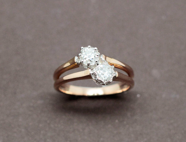 Bague Double Anneau Or Rose Diamants