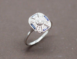 Bague Art Déco Saphirs Diamants