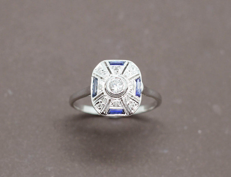 Bague Art Déco Saphirs Diamants