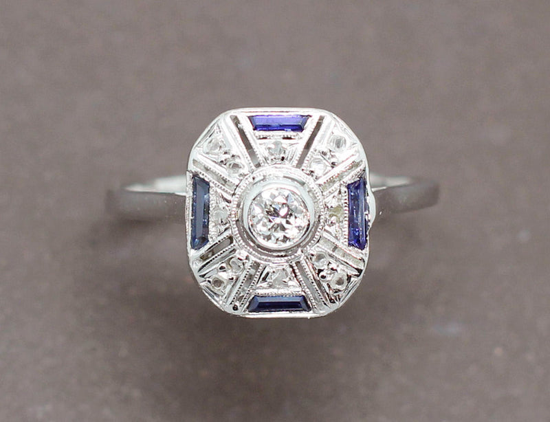 Bague Art Déco Saphirs Diamants