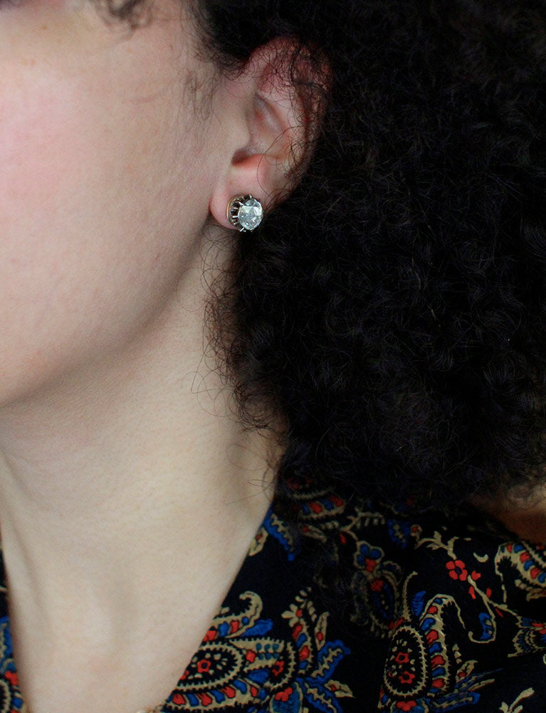 Boucles d'Oreilles Taille Rose XIXe