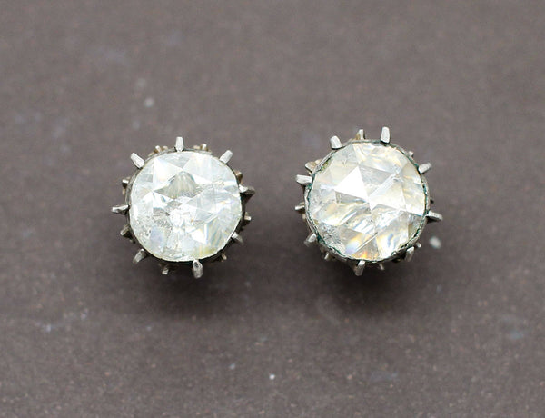 Boucles d'Oreilles Taille Rose XIXe