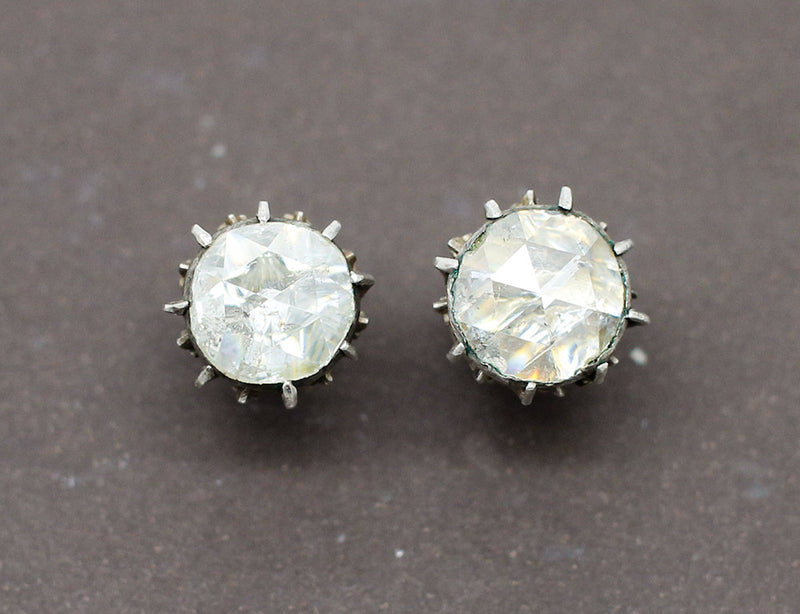 Boucles d'Oreilles Taille Rose XIXe