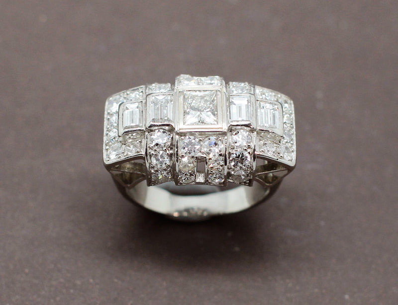 Bague Cocktail Art Déco Diamants