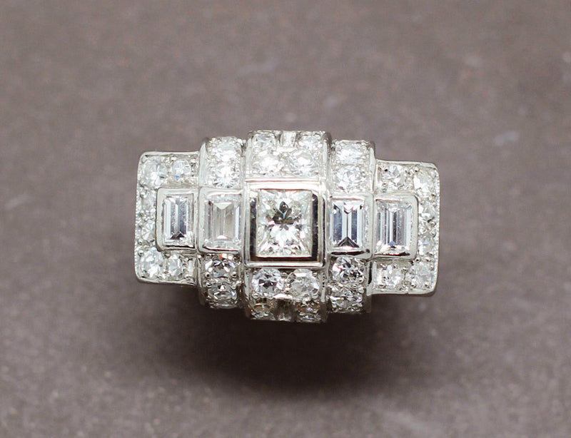 Bague Cocktail Art Déco Diamants