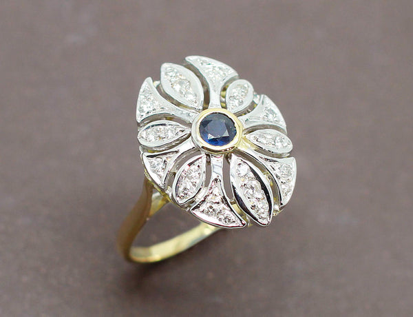 Bague Style Art Déco Saphir Diamants