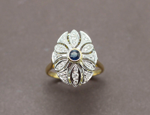 Bague Style Art Déco Saphir Diamants