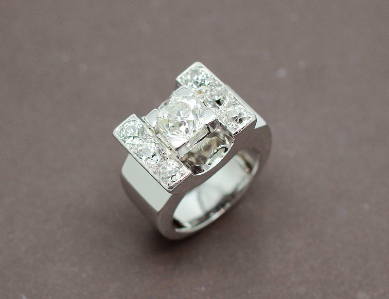 Bague Tank Or Blanc Diamants