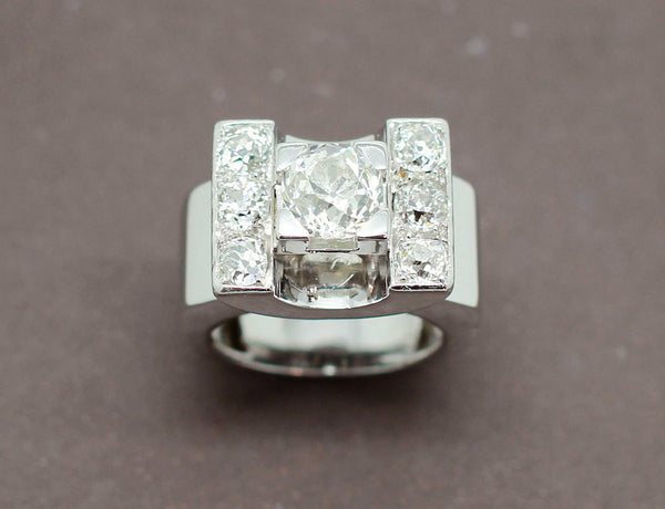 Bague Tank Or Blanc Diamants