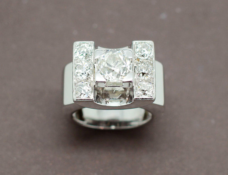 Bague Tank Or Blanc Diamants
