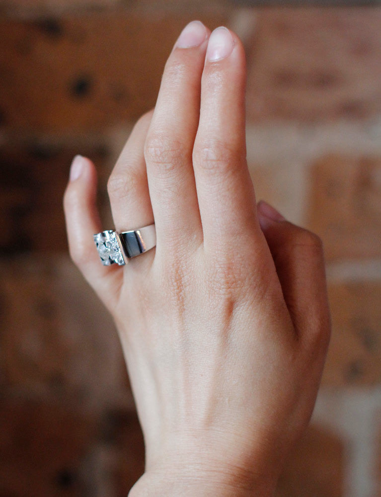 Bague Tank Or Blanc Diamants