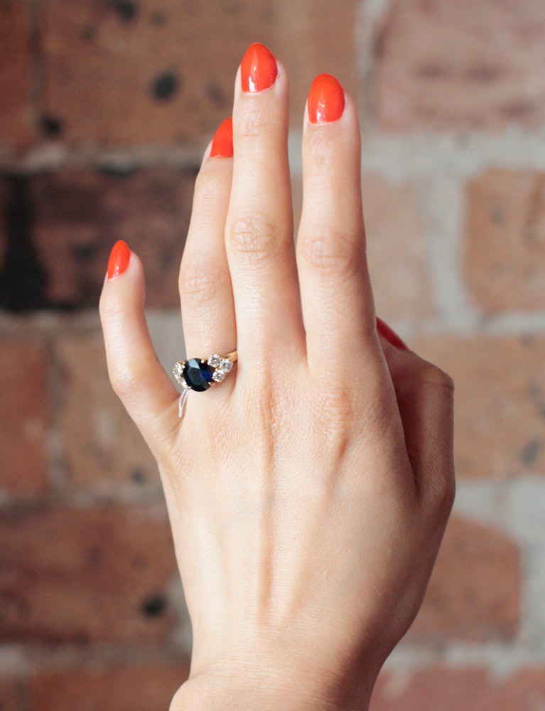 Bague Or Jaune Saphir et Diamants
