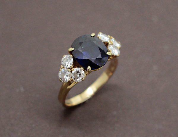 Bague Or Jaune Saphir et Diamants