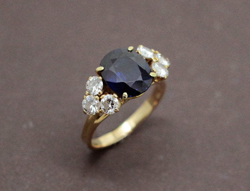 Bague Or Jaune Saphir et Diamants